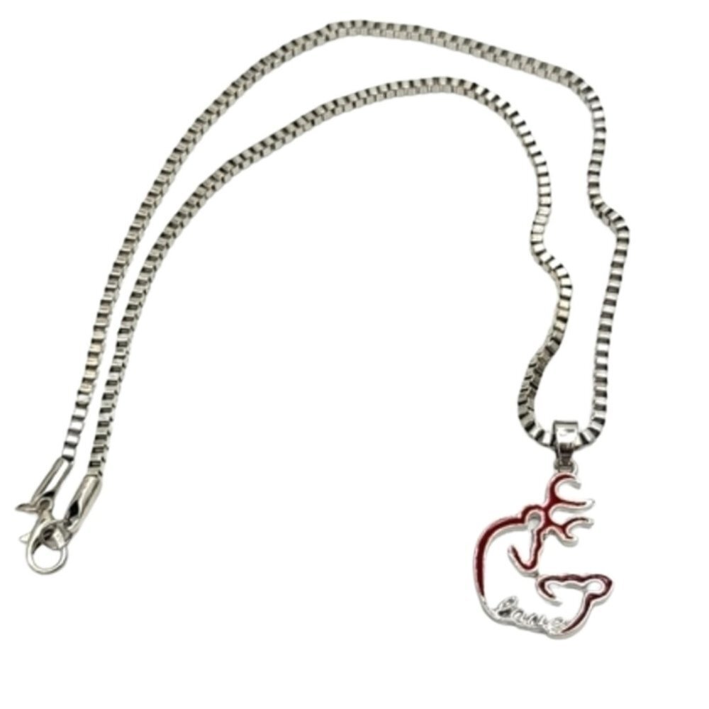 3/$20 Womens Necklace Jewerly Silver Plated Chain Red Deer Pendant Fashion Heart